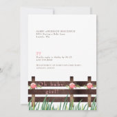 Blumenrosa Pony & Cow II Kinderdusche Einladung (Rückseite)