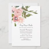 Blumenrosa Pop Fizz Clink Brautparty Einladung (Vorderseite)