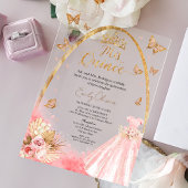 Blumenrosa Rosa Rosa Quinceanera Acryleinladungen