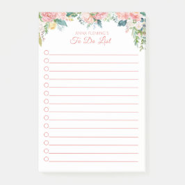 Blumenrosa Rosa-Skript zum Ausführen der LISTE Post-it Klebezettel