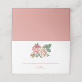 Blumenrosa-Rose-Blume Hochzeit, Engagement Party Platzkarte (Außenseite Aufgefaltet)