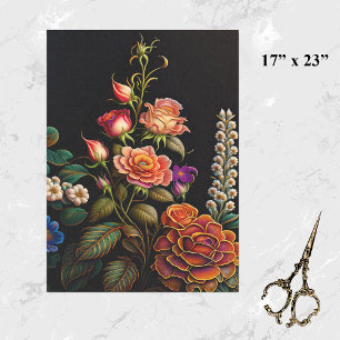 Blumenrosa Rose Bouquet Artwork Grosses Seidenpapier