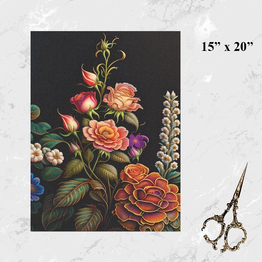 Blumenrosa Rose Bouquet Artwork Seidenpapier