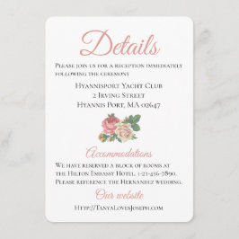 Blumenrosa-Rose-Hochzeitverlauf Details Begleitkarte