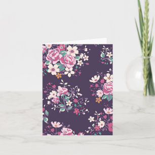 Blumenrosa Rose und Daisy-Blume Lila Notecard Dankeskarte
