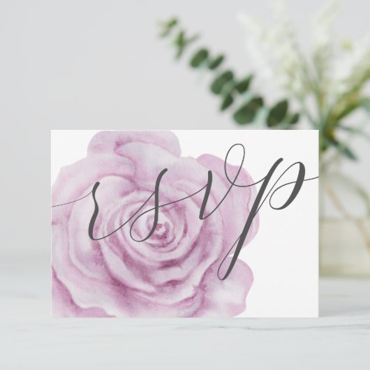 Blumenrosa-Rose-Wasserfarbenhochzeit RSVP Karte (Stehend Vorderseite)
