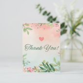 Blumenrosa Rosen bedanken sich bei der Karte (Stehend Vorderseite)