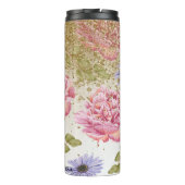 *~* Blumenrosa Rosen Blau Daisy Gold Glitzer Thermosbecher (Rückseite)