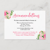 Blumenrosa Rosen Hochzeitsunterkünfte Begleitkarte (Vorderseite)