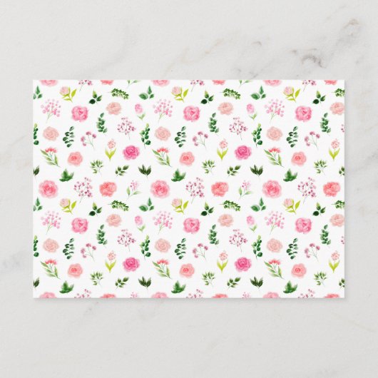 Blumenrosa Rosen Hochzeitsunterkünfte Begleitkarte (Rückseite)