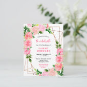 Blumenrosa Rosen mit Folies Geburtstagsparty Postkarte (Stehend Vorderseite)