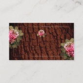 Blumenrosa Rosen Rustikaler Baum Bark Holzkörner Visitenkarte (Vorderseite)