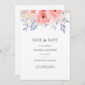 Blumenrosa Rosen Wasserfarben Lilac Folifall Save The Date (Vorne/Hinten)