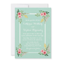 Blumenrosa Rosen Wasserfarbenprägung Grüne Hochzei