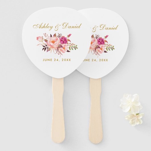 Blumenrosa Rosenblütenhochzeit Fächer (Vorne und Hinten)