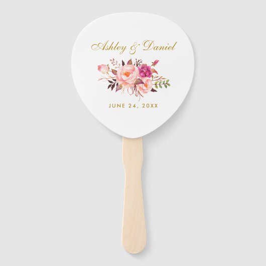 Blumenrosa Rosenblütenhochzeit Fächer (Vorderseite)