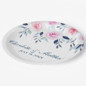 Blumenrosa Roses Blumenwasser Hochzeit Pappteller (Schrägansicht)