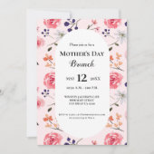 Blumenrosa Roses Peonies Muttertagsbrunch Einladung (Vorderseite)