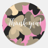 Blumenrosa Runder Aufkleber (Vorderseite)