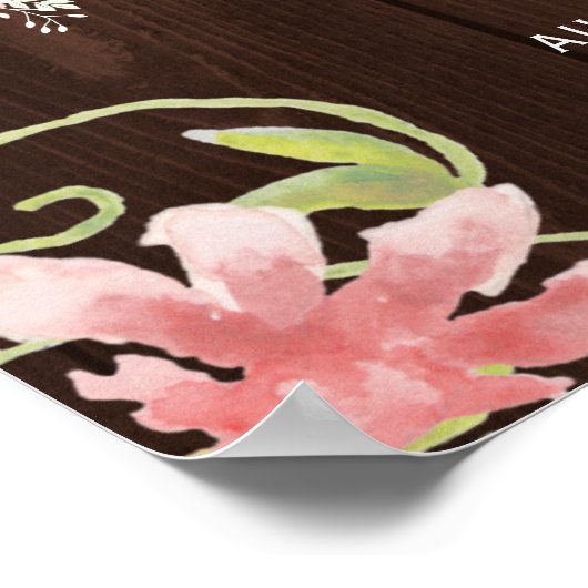 Blumenrosa rustikale Babydusche Begrüßungszeichen Poster (Ecke)