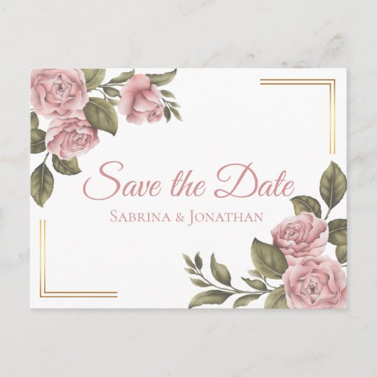 Blumenrosa Save the Date Peony Wedding Verlobung Ankündigungspostkarte (Vorderseite)