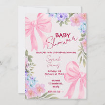 Blumenrosa Schleife Mädchen Baby Shower