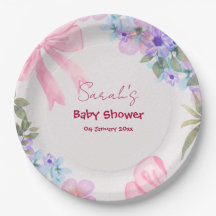 Blumenrosa Schleife Mädchen Baby Shower