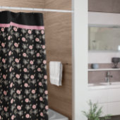 Blumenrosa Schwarzes Badezimmer Duschvorhang