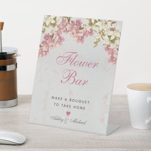 Blumenrosa Script Orchids Marble Blume Bar Sockelschild (In SItu)