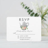 Blumenrosa Silberes Brautparty Tee Party UAWG R RSVP Karte (Stehend Vorderseite)