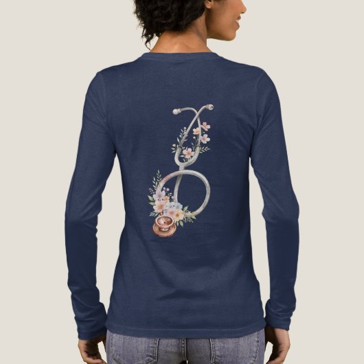 Blumenrosa Stethoskop  Tri-Blend Shirt (Rückseite)