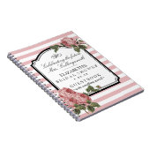 Blumenrosa Stripes Girly BrautpartyGuestbook Notizblock (Rechte Seite)