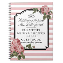 Blumenrosa Stripes Girly BrautpartyGuestbook