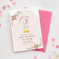 Blumenrosa süßer Hase 1. Geburtstag