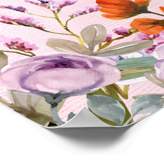 Blumenrosa Tee Party Brautparty Begrüßungszeichen Poster (Ecke)