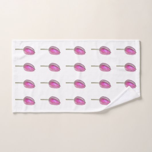 Blumenrosa Tulip Blume Bud Patterns Weiß Niedlich Badhandtuch Set (Handtuch)