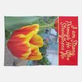 Blumenrosa Tulip Gott Zitat Ich bin stark Geschirrtuch (Horizontal)