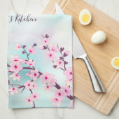 Blumenrosa Türkis Kirry Blossom Name Geschirrtuch (Viertel Falte)