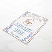 Blumenrosa und Blauer Hochzeitsfolien Einladung (Gedreht)