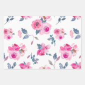 Blumenrosa und blaues Muster Geschenkpapier Set (Vorderseite 2)