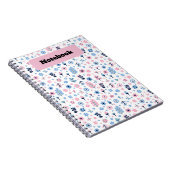 Blumenrosa und blaues Muster-Notebook Notizblock (Rechte Seite)