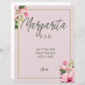 Blumenrosa und grünes Margarita Bar Sign (Vorne/Hinten)