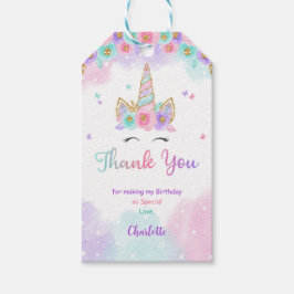 Blumenrosa und Lila Einhornprägemarken Geschenkanhänger