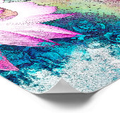 Blumenrosa und Vintager Hummingvogel Kunstdrucken Poster (Ecke)