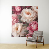 Blumenrosa und weißes Peelingband Wandteppich (Beispiel)