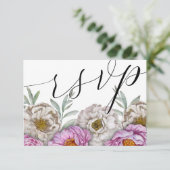 Blumenrosa und Weißfarben-Hochzeit RSVP (Stehend Vorderseite)