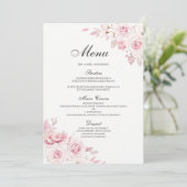 Blumenrosa Verlobung-Dinner-Menü für Hochzeiten Menükarte (Stehend Vorderseite)