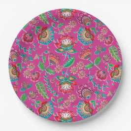 Blumenrosa Volkskunst mexikanische Hochzeit Pappteller