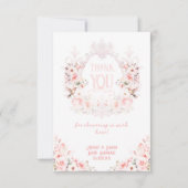 Blumenrosa Wappen Es ist eine Girl Baby Dusche Dankeskarte (Vorderseite)