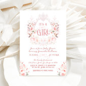 Blumenrosa Wappen Es ist eine Girl Baby Dusche Einladung